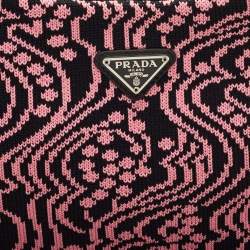 Prada Black/Fuchsia Maglia Jacquard Fabric Cleo Hobo
