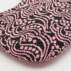 Prada Black/Fuchsia Maglia Jacquard Fabric Cleo Hobo