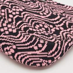 Prada Black/Fuchsia Maglia Jacquard Fabric Cleo Hobo