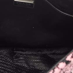 Prada Black/Fuchsia Maglia Jacquard Fabric Cleo Hobo