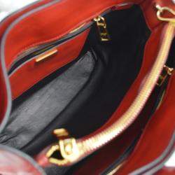 Prada Red Saffiano Leather 2way Tote Handbag