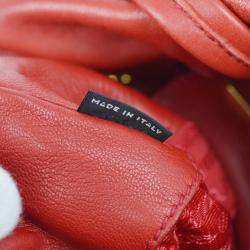 Prada Red Lambskin Bow 2way Tote Handbag