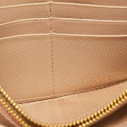 Prada Beige Saffiano Metal Leather Logo Flap Continental Wallet