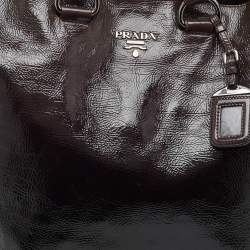 Prada Taupe Brown/Black Patent Leather Fumo Sfumata Ombre Shopper Tote