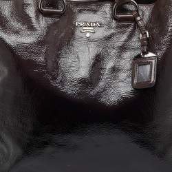 Prada Taupe Brown/Black Patent Leather Fumo Sfumata Ombre Shopper Tote
