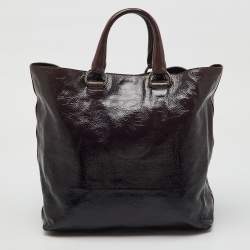 Prada Taupe Brown/Black Patent Leather Fumo Sfumata Ombre Shopper Tote