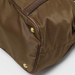 Pre Owned Prada Two Tone Brown Nylon and Leather Tote