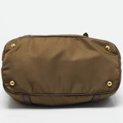 Pre Owned Prada Two Tone Brown Nylon and Leather Tote