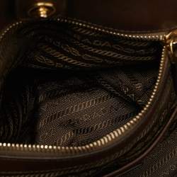 Pre Owned Prada Two Tone Brown Nylon and Leather Tote