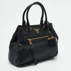 Prada Black Vitello Phoenix Leather Tote