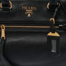 Prada Black Vitello Phoenix Leather Tote