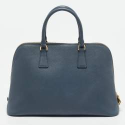 Prada Blue Saffiano Lux Leather Promenade Satchel