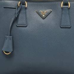 Prada Blue Saffiano Lux Leather Promenade Satchel