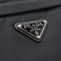 Prada Black Nylon Leather Triangle Backpack