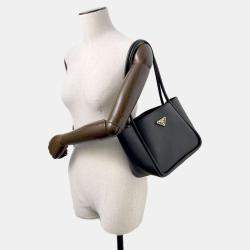 Prada Black Leather Mini Tote Bag