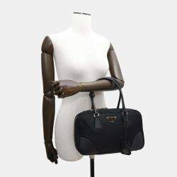 Prada Black Nylon Saffiano Leather Medium Re-Edition 1978 Handbag