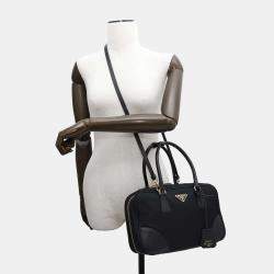Prada Black Nylon Saffiano Leather Medium Re-Edition 1978 Handbag