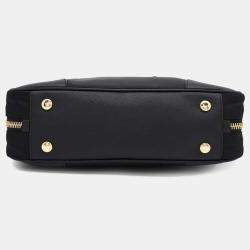 Prada Black Nylon Saffiano Leather Medium Re-Edition 1978 Handbag