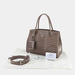 Prada Grey Leather Diagramme Shoulder Bag