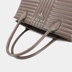 Prada Grey Leather Diagramme Shoulder Bag