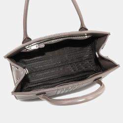 Prada Grey Leather Diagramme Shoulder Bag