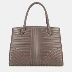 Prada Grey Leather Diagramme Shoulder Bag