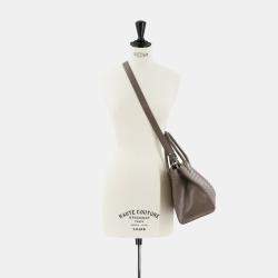 Prada Grey Leather Diagramme Shoulder Bag