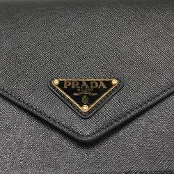 Prada Black Saffiano and Soft Leather Shoulder Bag