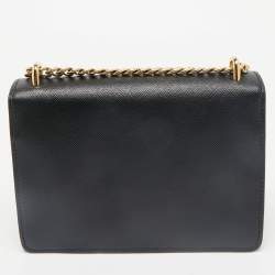 Prada Black Saffiano and Soft Leather Shoulder Bag