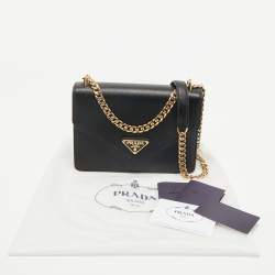 Prada Black Saffiano and Soft Leather Shoulder Bag