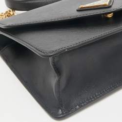 Prada Black Saffiano and Soft Leather Shoulder Bag
