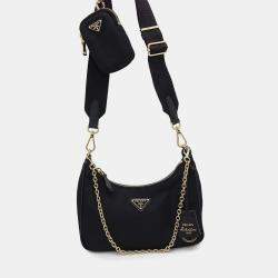 Prada Black Nylon Leather Re-Edition 2005 Shoulder Bag