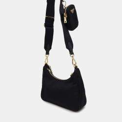 Prada Black Nylon Leather Re-Edition 2005 Shoulder Bag