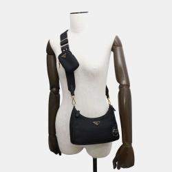 Prada Black Nylon Leather Re-Edition 2005 Shoulder Bag