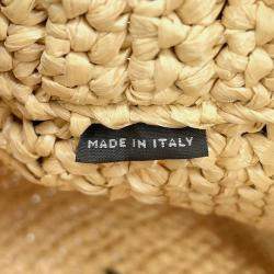 Prada Beige Raffia Small Crochet Tote Bag