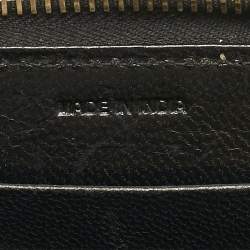 Prada Brown/Black Woven Madras Leather Zip Around Wallet