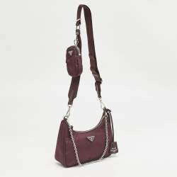 Prada Burgundy Tessuto Nylon Re-Edition 2005 Shoulder Bag