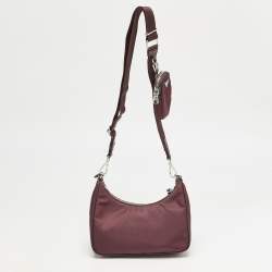 Prada Burgundy Tessuto Nylon Re-Edition 2005 Shoulder Bag