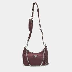 Prada Burgundy Tessuto Nylon Re-Edition 2005 Shoulder Bag