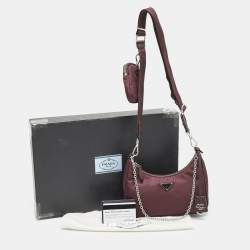 Prada Burgundy Tessuto Nylon Re-Edition 2005 Shoulder Bag