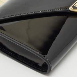 Prada Black Patent Leather Enamel Triangle Logo Wallet On Chain