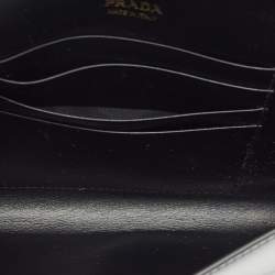 Prada Black Patent Leather Enamel Triangle Logo Wallet On Chain
