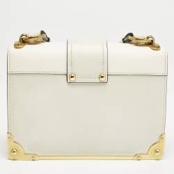 Prada White Leather Cahier Flap Shoulder Bag