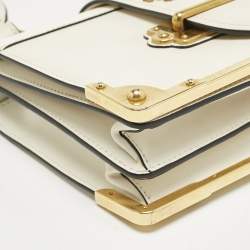 Prada White Leather Cahier Flap Shoulder Bag