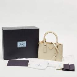 Prada Beige Patent Leather Mini Galleria Tote