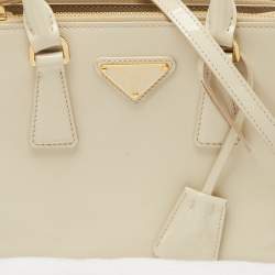 Prada Beige Patent Leather Mini Galleria Tote