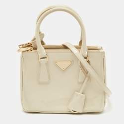 Prada Beige Patent Leather Mini Galleria Tote
