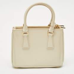 Prada Beige Patent Leather Mini Galleria Tote