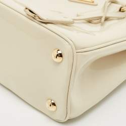 Prada Beige Patent Leather Mini Galleria Tote