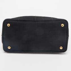 Prada Black Canvas Logo Small Canapa Tote